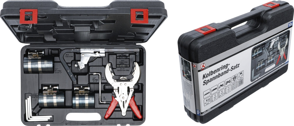 BGS DIY 1890 Set Werkzeug 3 x Kolbenringspannbänder & Zange & Rungnutreiniger