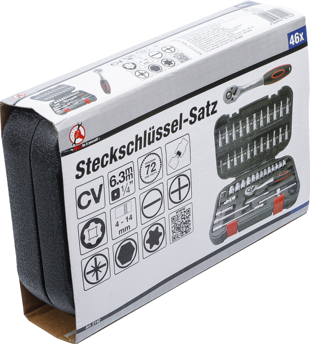 BGS DIY 2142 Satz Steckschlüssel Super Lock Antrieb 6,3mm (1/4") 46 teilig