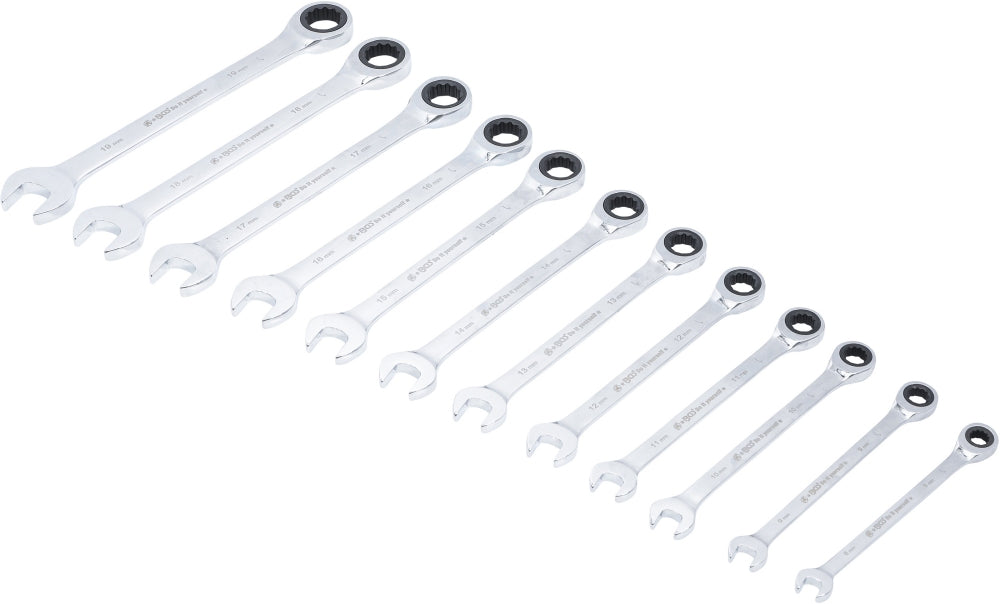 BGS DIY 30001 Satz Ratschenringmaulschlüssel SW 8 - 19mm 12 teilig