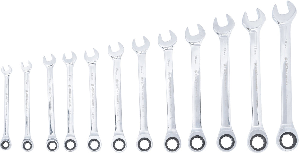BGS DIY 30001 Satz Ratschenringmaulschlüssel SW 8 - 19mm 12 teilig