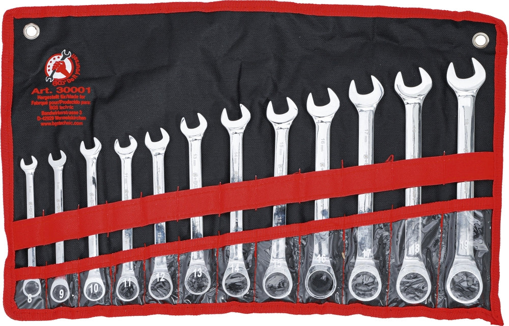 BGS DIY 30001 Satz Ratschenringmaulschlüssel SW 8 - 19mm 12 teilig