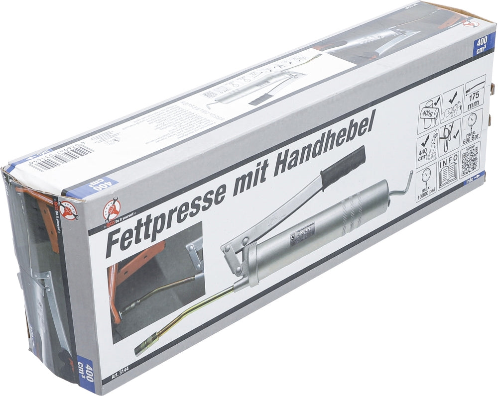 BGS DIY 3144 Fettpresse Handhebelpresse mit Mundstück und Düsenrohr