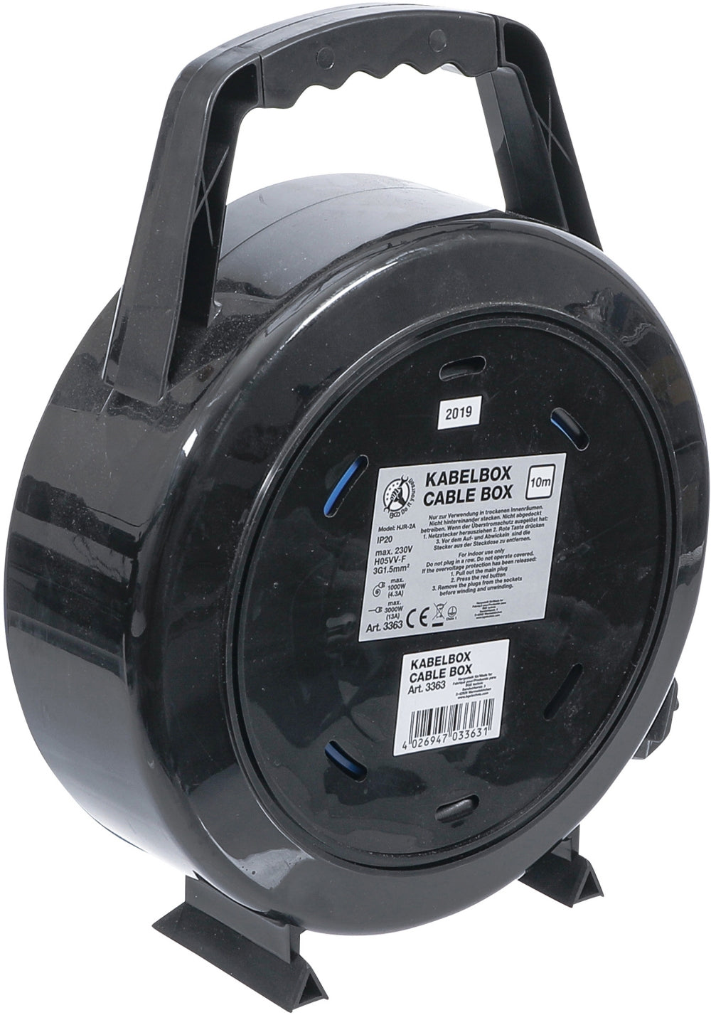 BGS DIY 3363 Kabelbox 10m 3 x 1,5mm² 4 Steckdosen IP 20 3000W