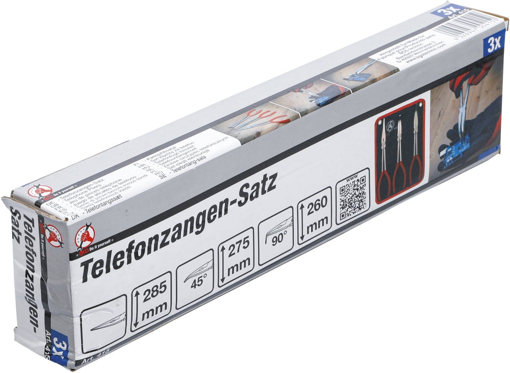 BGS DIY 415 Satz Telefonzangen gerade und gebogen 260 - 285mm 3 teilig