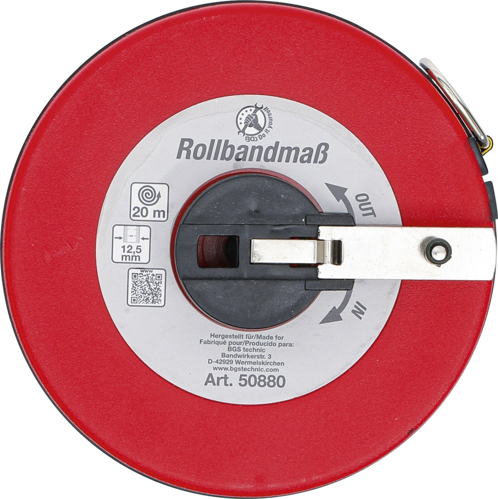 BGS DIY 50880 Rollbandmaß 20 Meter gekapselt mit Handkurbel