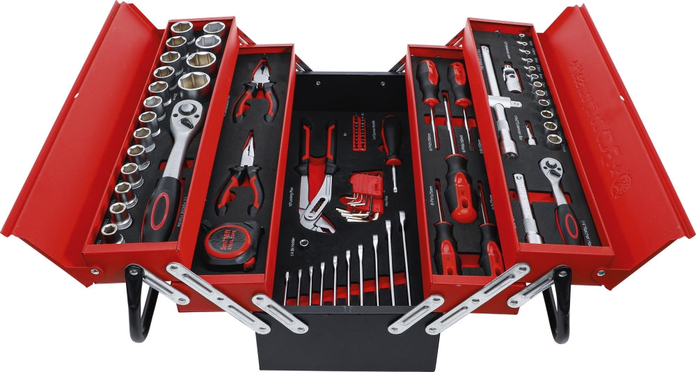 BGS DIY 6056 Werkzeugkoffer Metall mit Sortiment an Werkzeugen 86 teilig