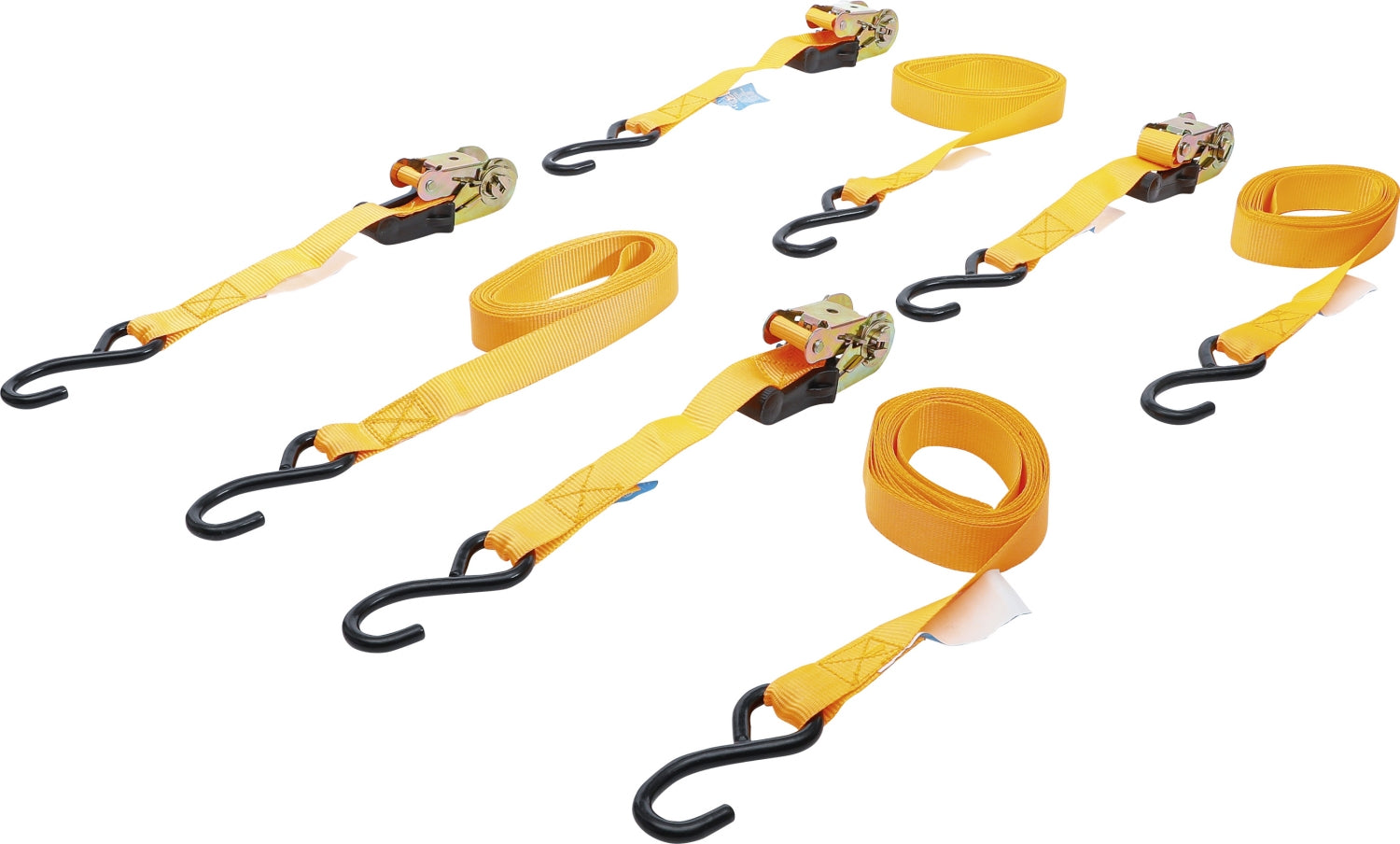 BGS DIY 6831 Satz Knarren Spannband mit schweren Haken 5m x 25mm 4 teilig