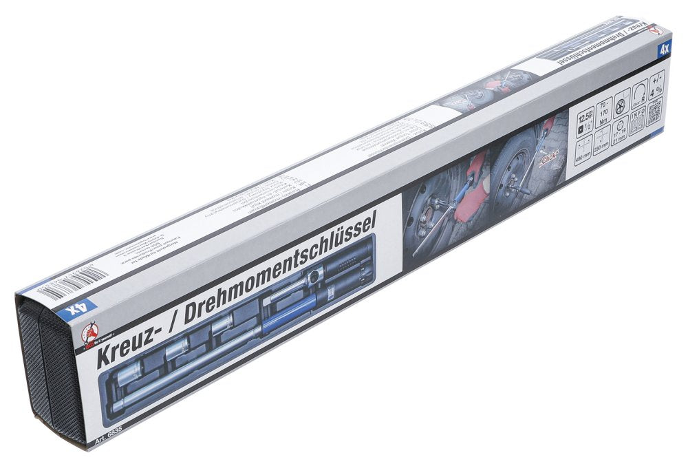 BGS DIY 6835 Kreuzschlüssel / Drehmomentschlüssel Abtrieb Außenvierkant 12,5mm (1/2") 70 - 170Nm
