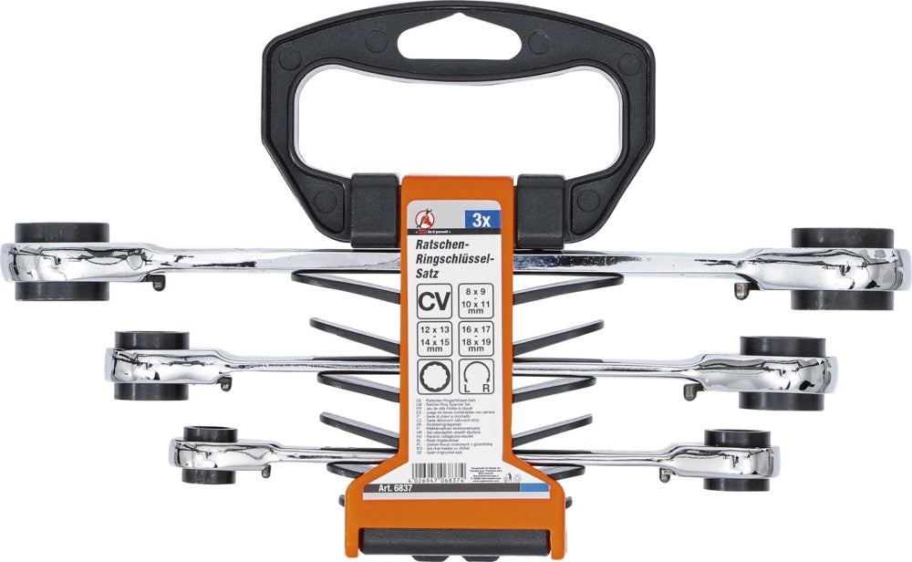 BGS DIY 6837 Satz Ratschenringschlüssel 4-in-1 SW 8 x 9 - 18 x 19mm