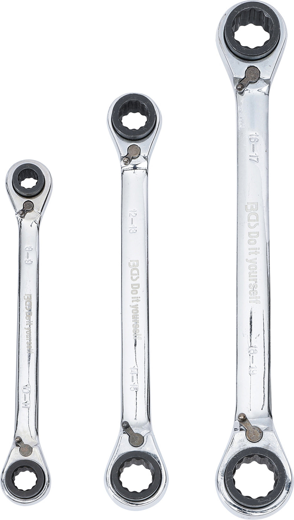 BGS DIY 6837 Satz Ratschenringschlüssel 4-in-1 SW 8 x 9 - 18 x 19mm