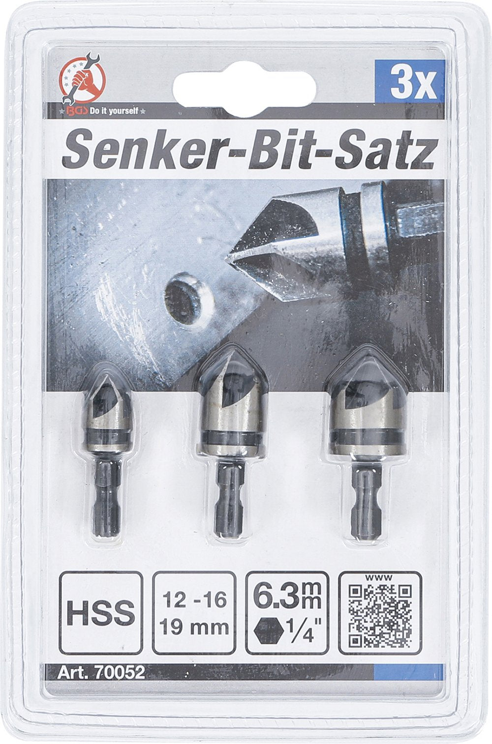 BGS DIY 70052 Satz Senker-Bits Antrieb 6,3mm (1/4") 12, 16 & 19mm 3-teilig