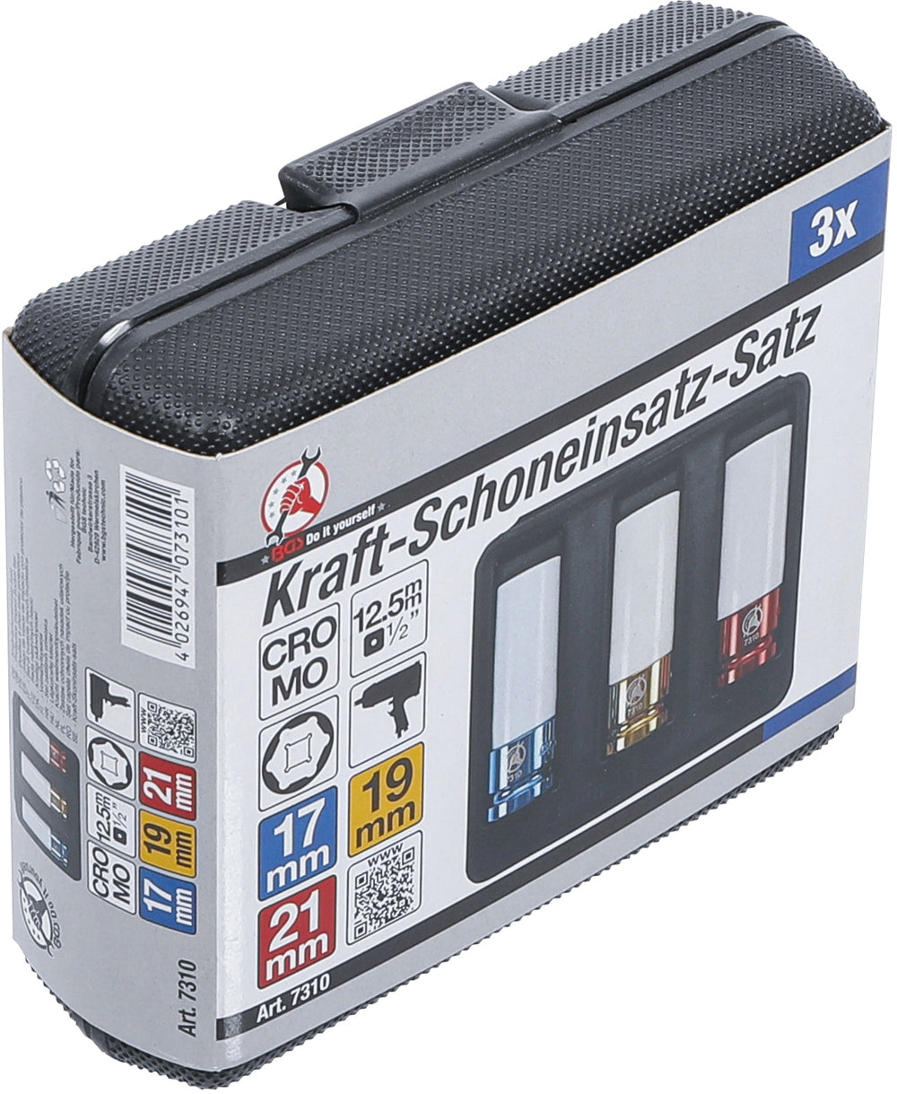 BGS DIY 7310 Satz Kraft Schoneinsatz Antrieb Innenvierkant 12,5mm (1/2") SW 17 -19 -21mm 3 teilig
