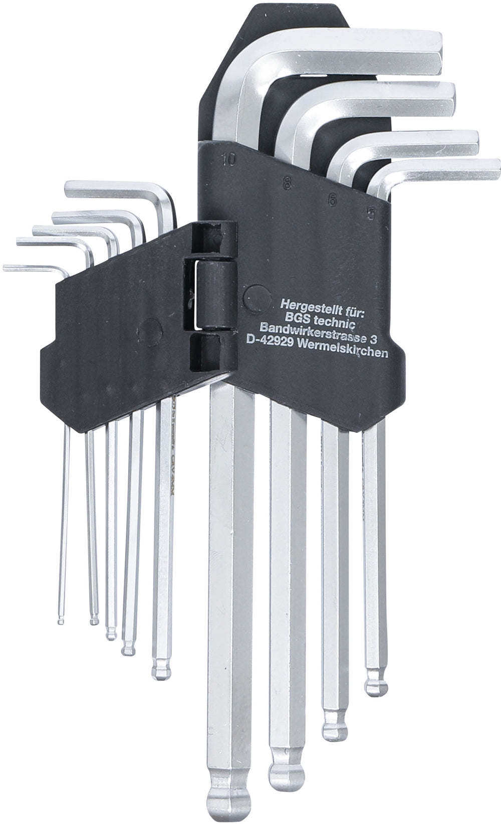 BGS DIY 815 Satz Winkelschlüssel Innensechskant / Innensechskant mit Kugelkopf 1,5mm - 10mm 9 teilig