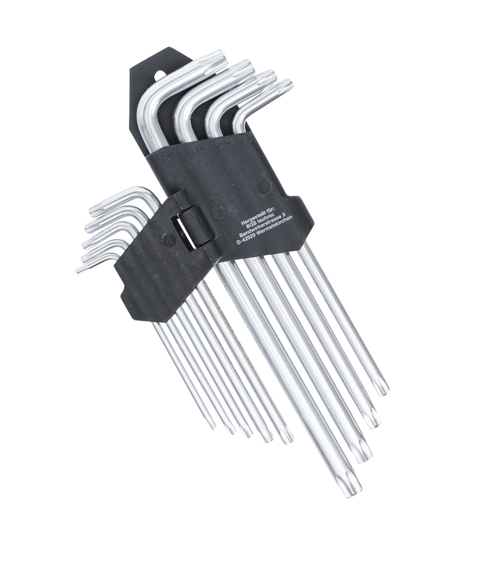 BGS DIY 816 Satz Winkelschlüssel lang T-Profil (für Torx ) metrisch T10 - T50 9 teilig
