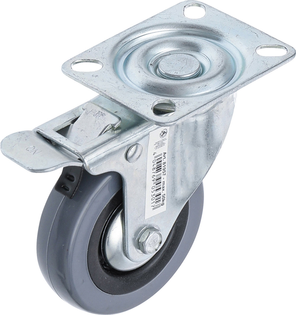 BGS DIY 81957 Lenkrolle mit Bremse mit Anschraubsockel Ø 75mm