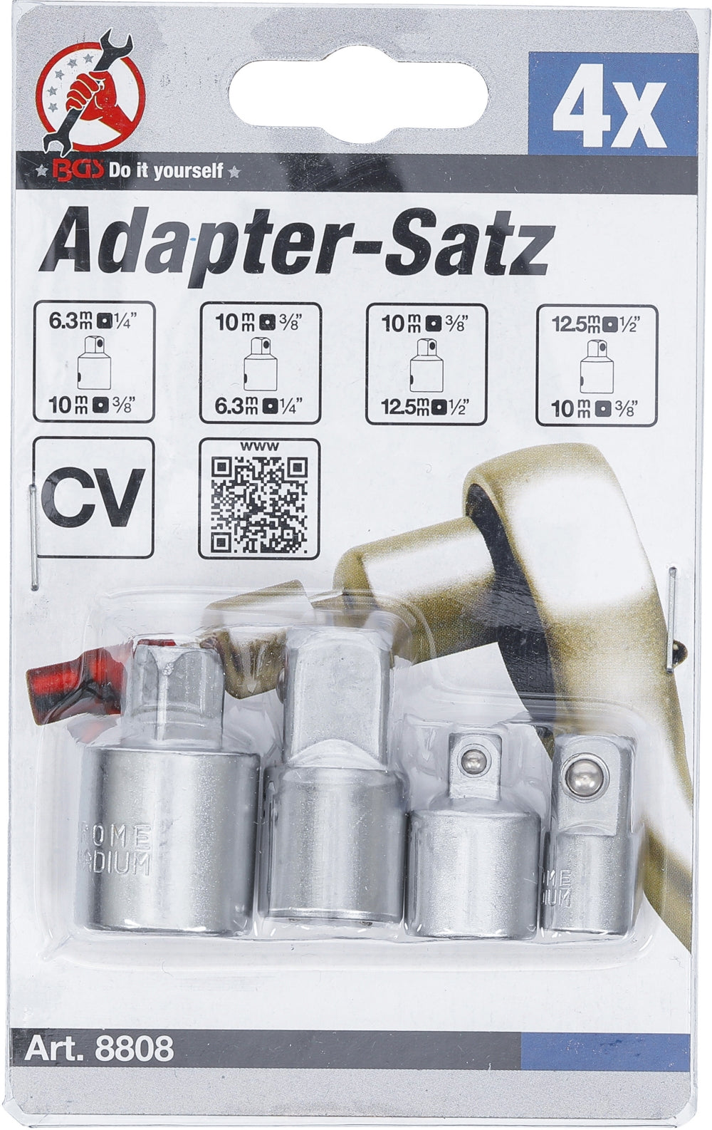 BGS DIY 8808 Satz Adapter für Ratsche Knarre Drehmomentschlüssel 4 teilig