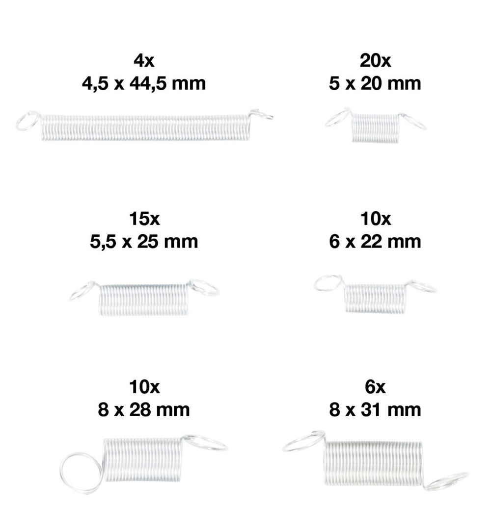 BGS DIY 88173 Sortiment Federn Zugfedern 65-teilig