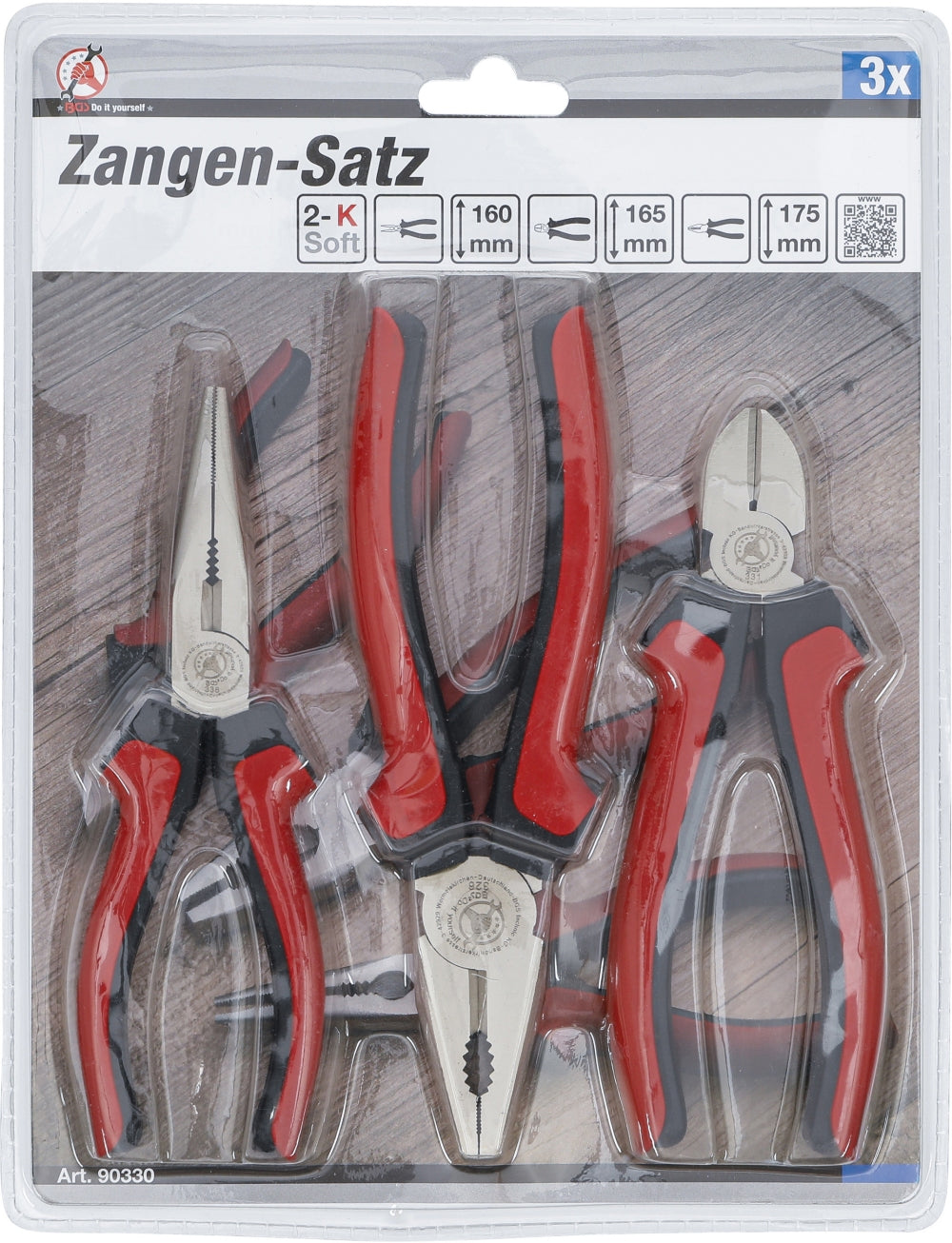 BGS DIY 90330 Satz Zangen Kombizange Seitenschneider Telefonzange