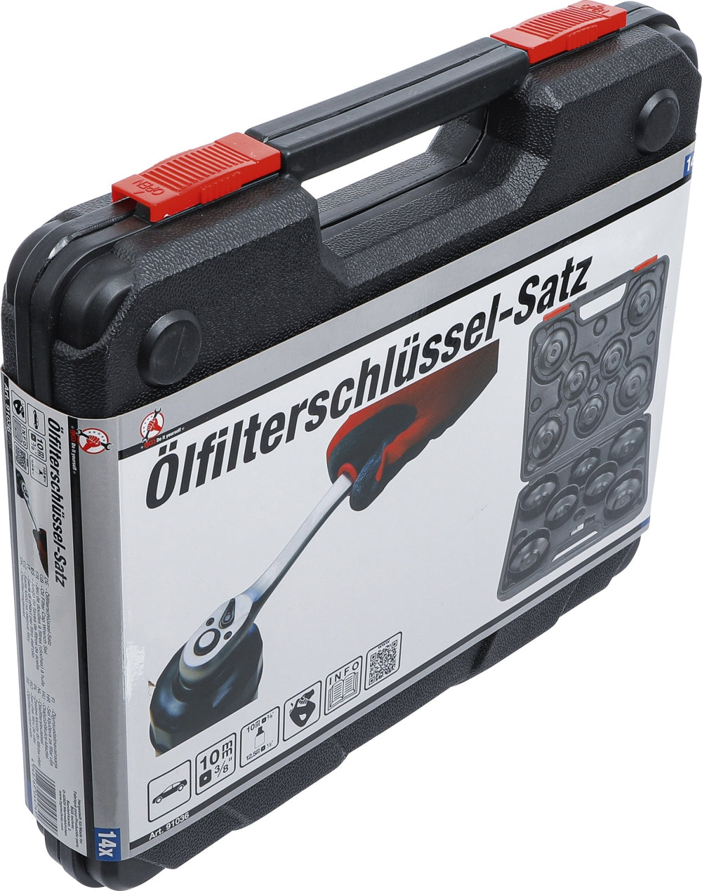 BGS DIY 91036 Satz Ölfilterschlüssel Ölfilterkappen Antrieb 10mm (3/8") 14 teilig