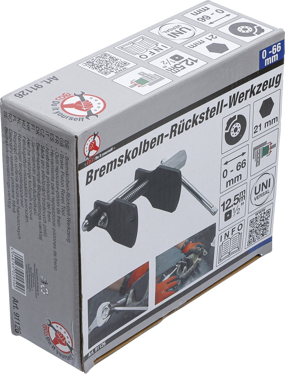 BGS DIY 91126 Universal Rückstellwerkzeug für Bremskolben 0 - 66mm Öffnung