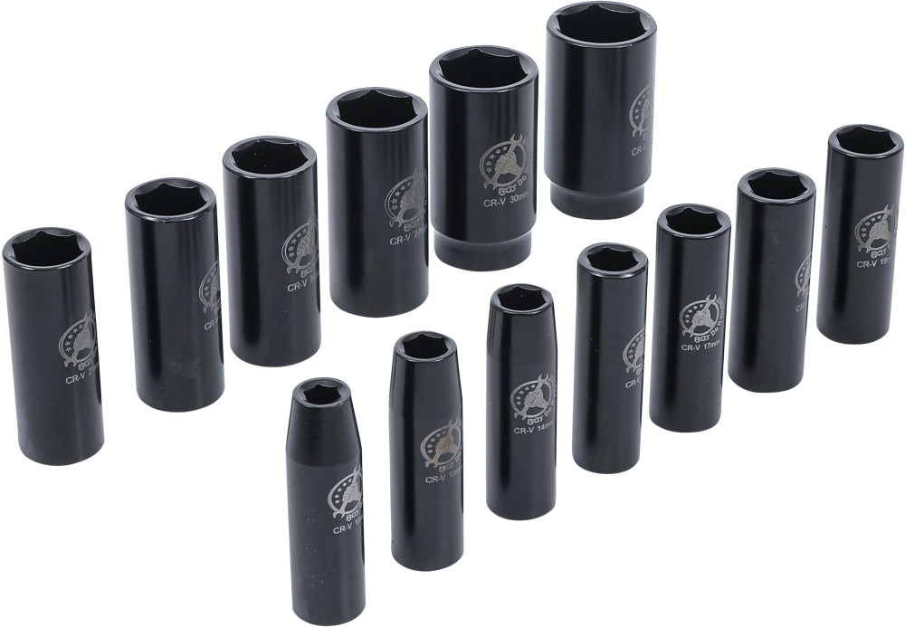 BGS DIY 95207 Satz Kraft Steckschlüsseleinsätze Antrieb 12,5mm (1/2") SW 10 - 32mm 13 teilig