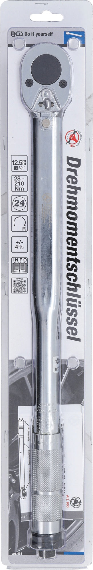 BGS DIY 963 Drehmomentschlüssel 28-210Nm Abtrieb Außenvierkant 12,5mm (1/2")