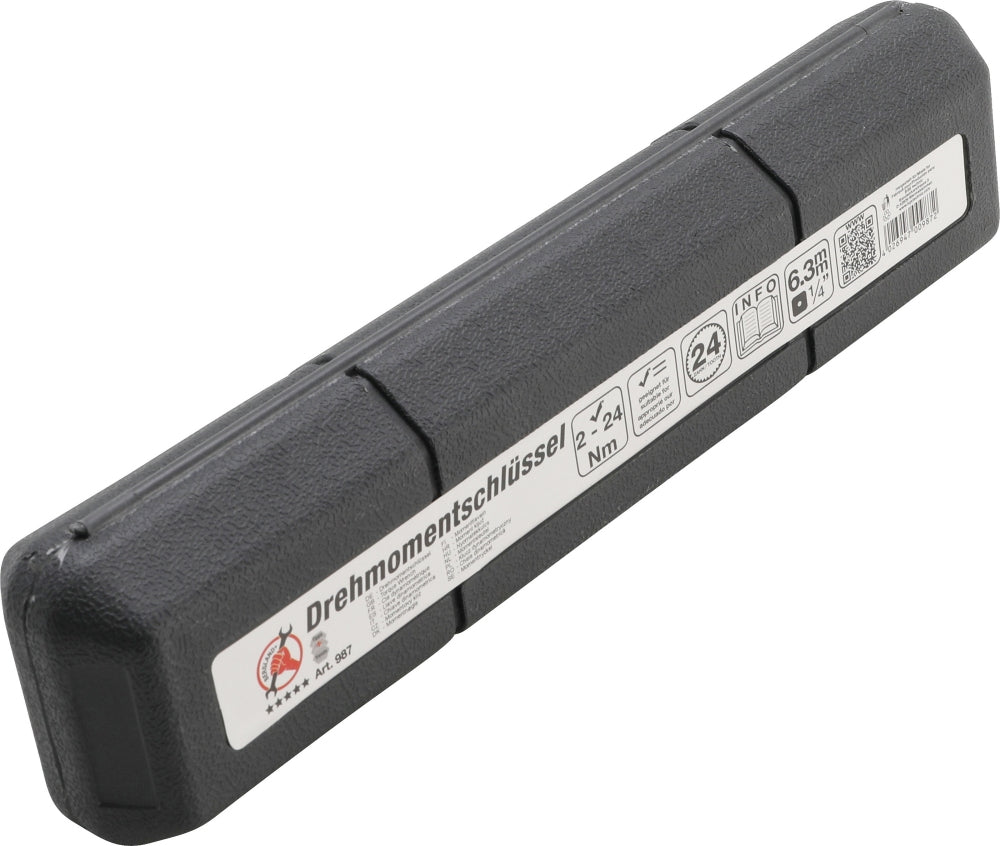 BGS DIY 987 Drehmomentschlüssel 2-24Nm Abtrieb Außenvierkant 6,3mm (1/4")