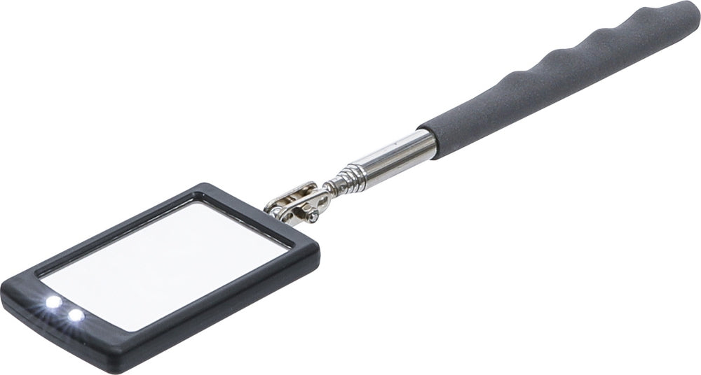 BGS DIY 99302 LED Inspektionsspiegel mit Teleskopfunktion 290 - 876mm inkl. Batterien