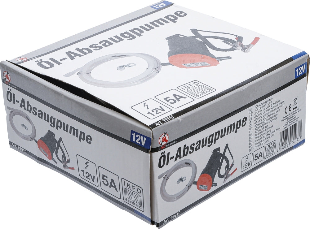 BGS DIY 99910 Absaugpumpe zum Absaugen von Öl über die 12V Autobatterie