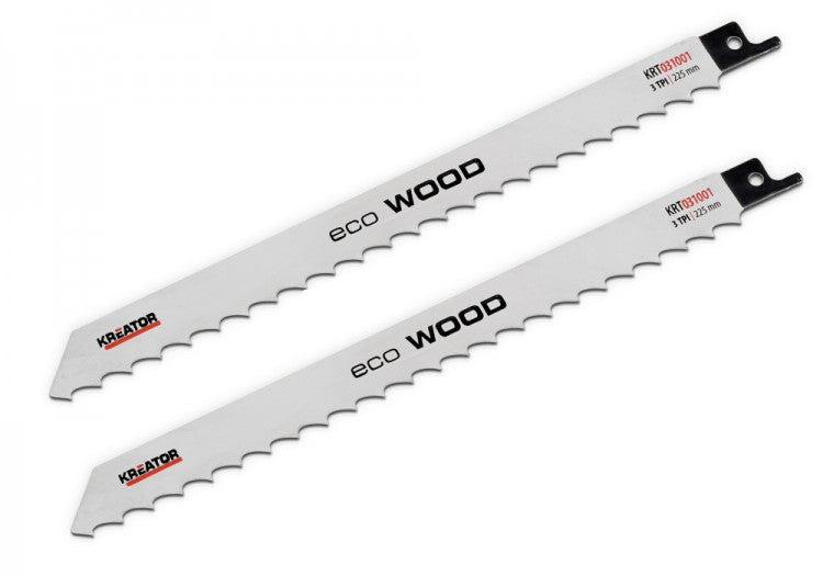 KREATOR 2 x Sägeblatt KRT031001 Holz Länge 225mm 3TPI fein für Reciprosäge