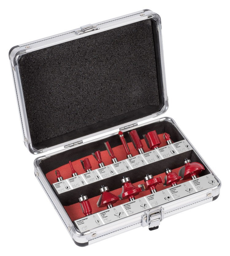 KRT060185 Set 15 x Fräsköpfe, Fräsersatz Fräser Ø8mm für Oberfräse