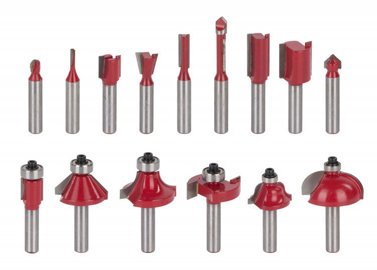 KRT060185 Set 15 x Fräsköpfe, Fräsersatz Fräser Ø8mm für Oberfräse