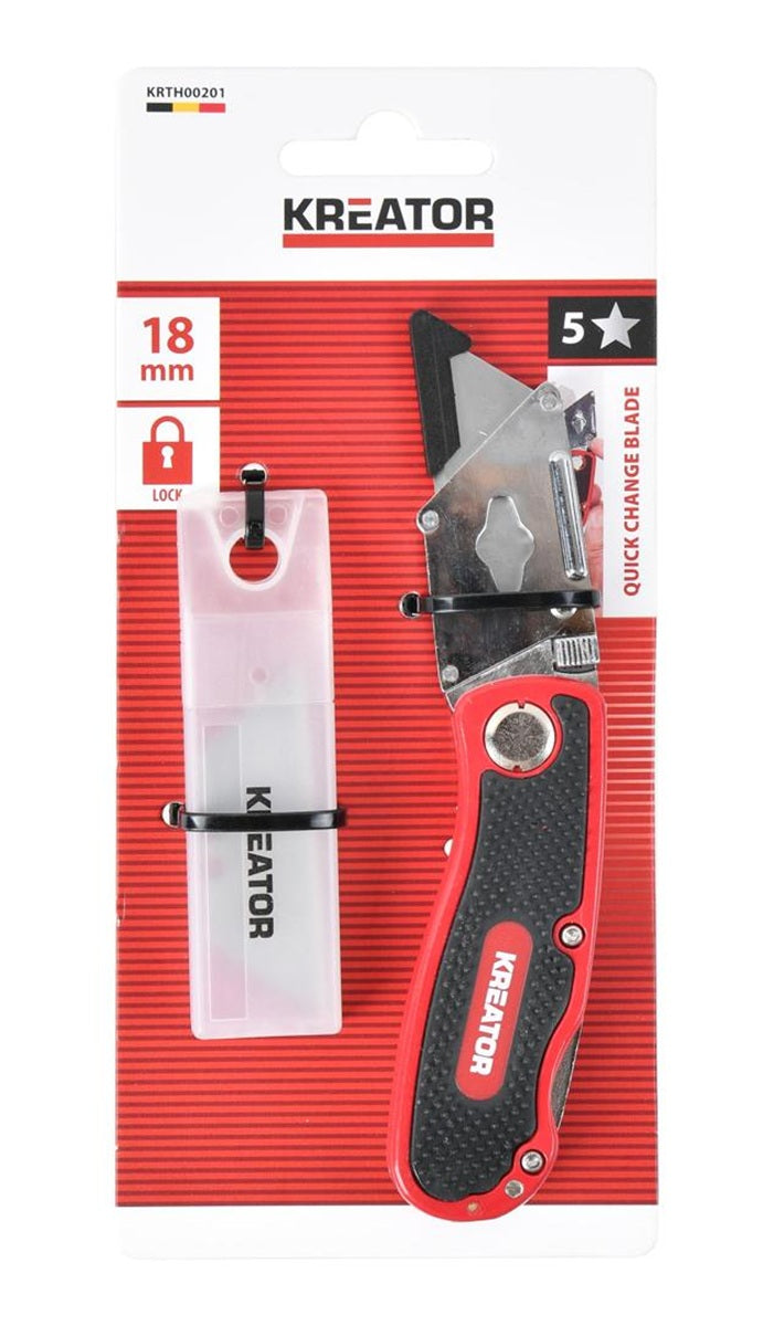 KREATOR KRTH00201 Schwerlastmesser faltbar lock-back Klappmesser Cuttermesser inkl. 6 Klingen