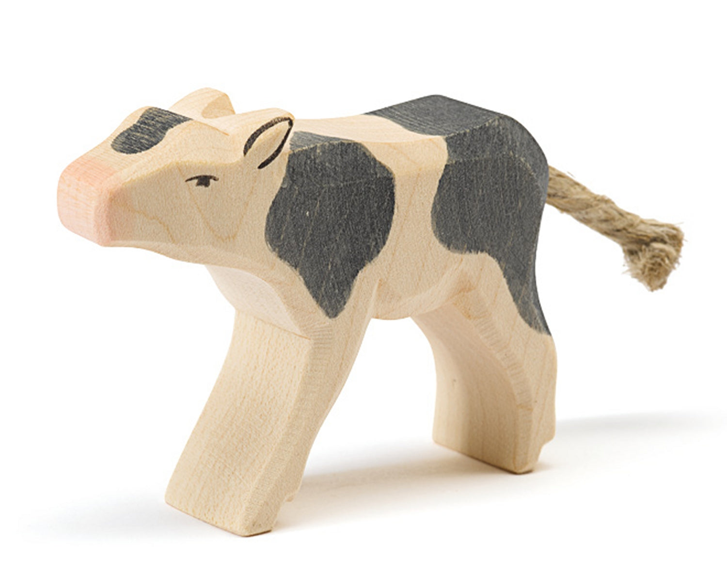 OSTHEIMER 11045 Kalb schwarz trinkend aus Holz Höhe 7cm Familie & Bauernhof