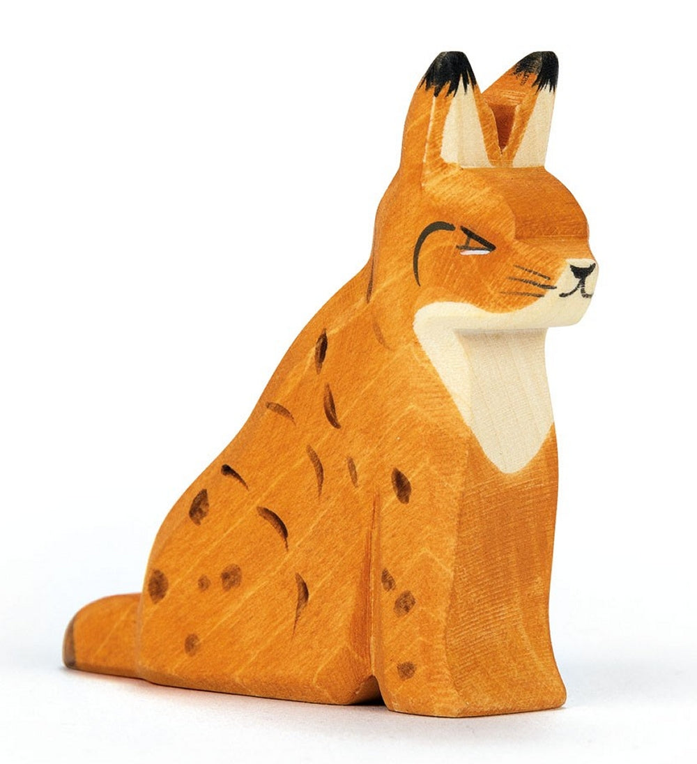OSTHEIMER 15224 Luchs sitzend aus Holz Höhe 7,2cm Tiere aus aller Welt Raubkatzen