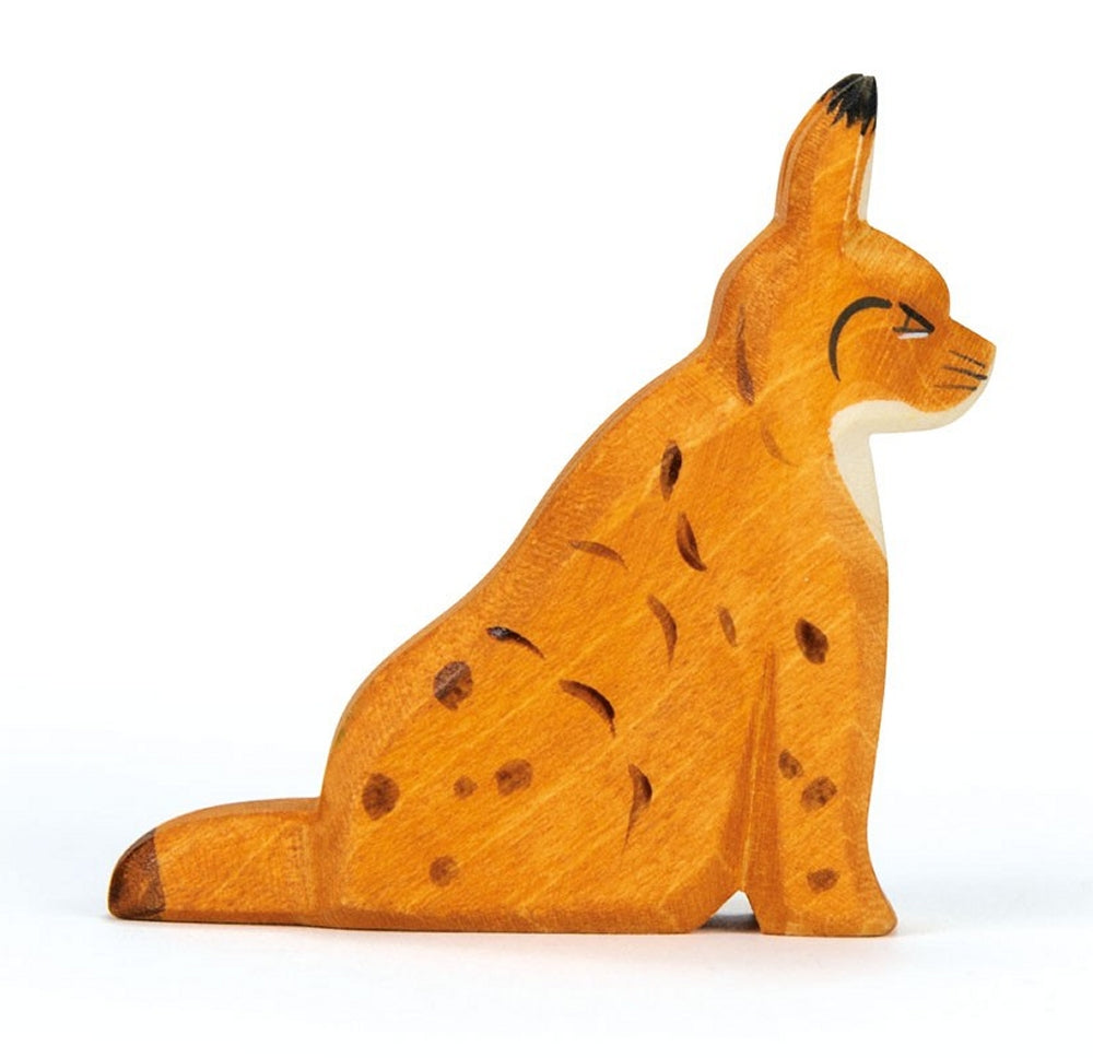 OSTHEIMER 15224 Luchs sitzend aus Holz Höhe 7,2cm Tiere aus aller Welt Raubkatzen