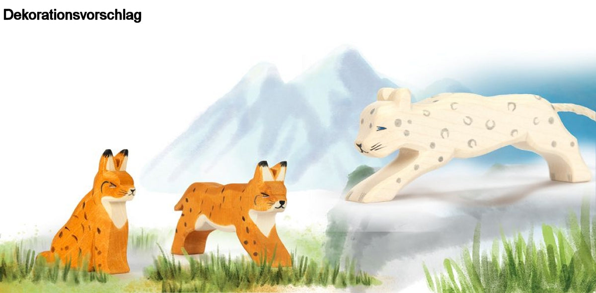 OSTHEIMER 22620 Schneeleopard aus Holz Höhe 5,9cm Tiere aus aller Welt Raubkatzen