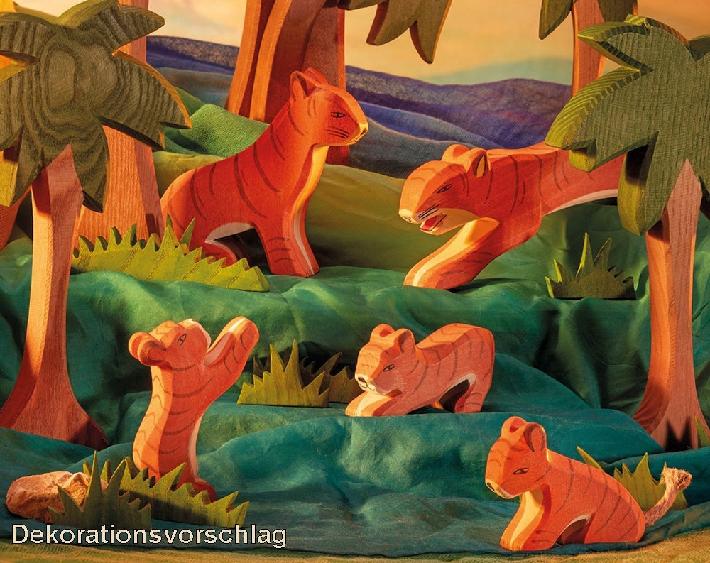 OSTHEIMER 20101 Tiger springend aus Holz Höhe 6cm Tiere aus aller Welt Raubkatze