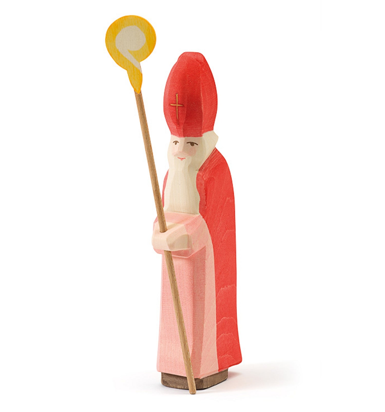 OSTHEIMER 38001 Sankt Nikolaus mit Stab aus Holz Höhe 21,5cm Jahresfeste
