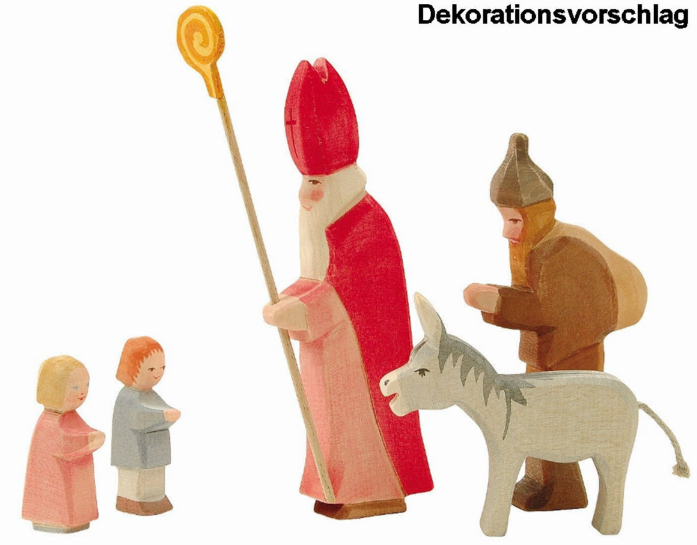 OSTHEIMER 38001 Sankt Nikolaus mit Stab aus Holz Höhe 21,5cm Jahresfeste