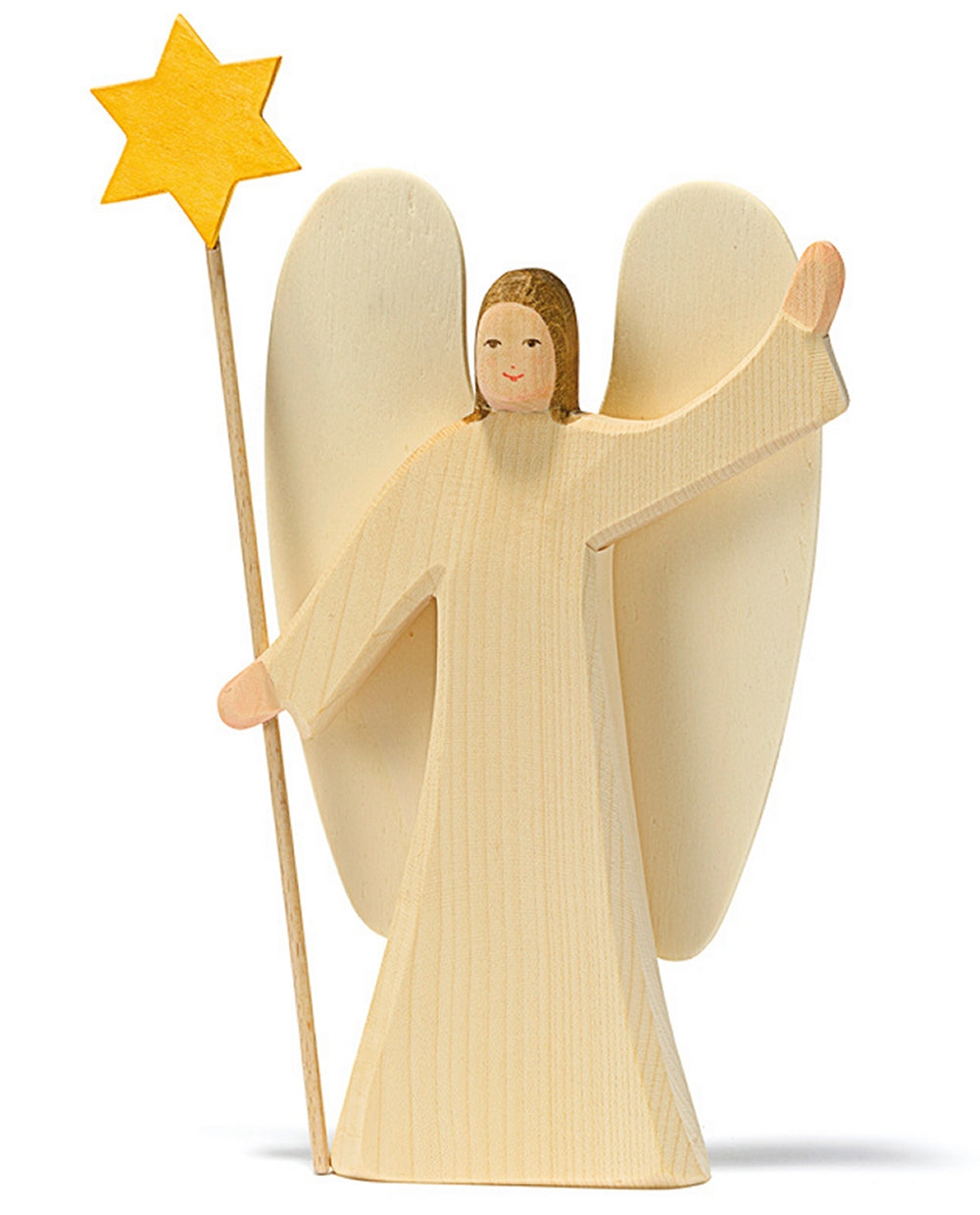 OSTHEIMER 4000 Engel mit Stern aus Holz Höhe 23,5cm inkl. Stern 27,5cm Jahresfeste Engel Weihnachtsengel