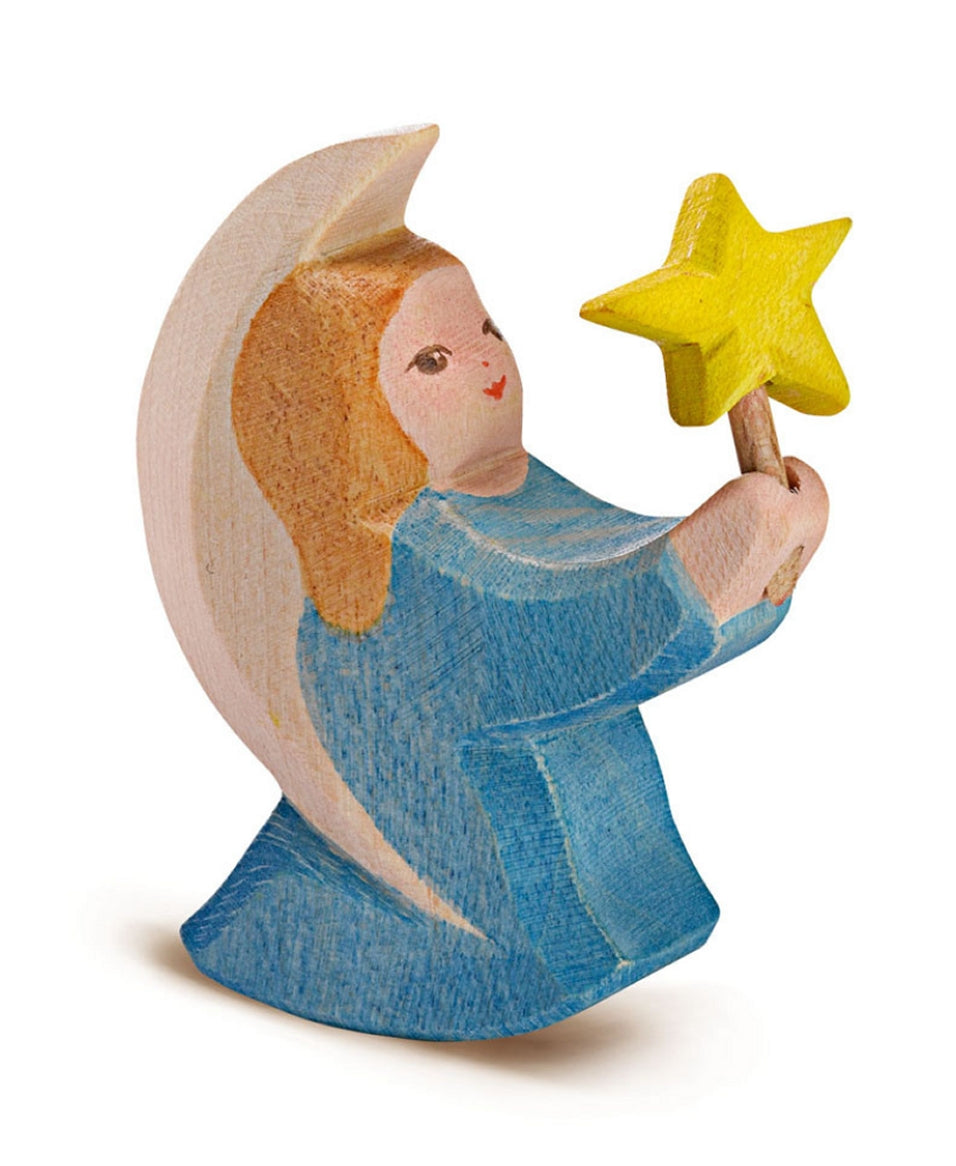 OSTHEIMER 42024 Engelchen mit Stern Blau aus Holz Höhe 6cm Weihnachtsengel