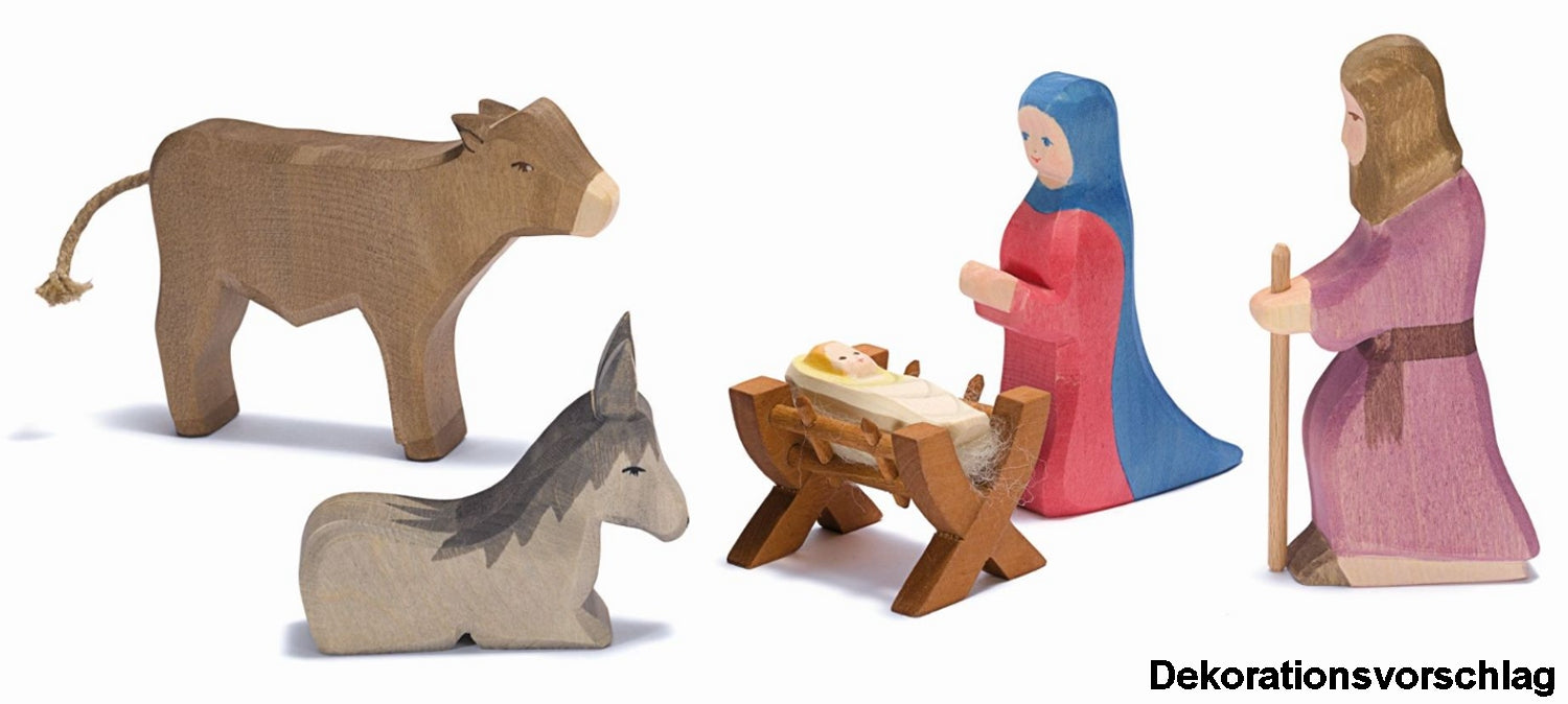 OSTHEIMER 42113 Krippe mit Kind II aus Holz Höhe 6,5cm Weihnachten Krippenfiguren
