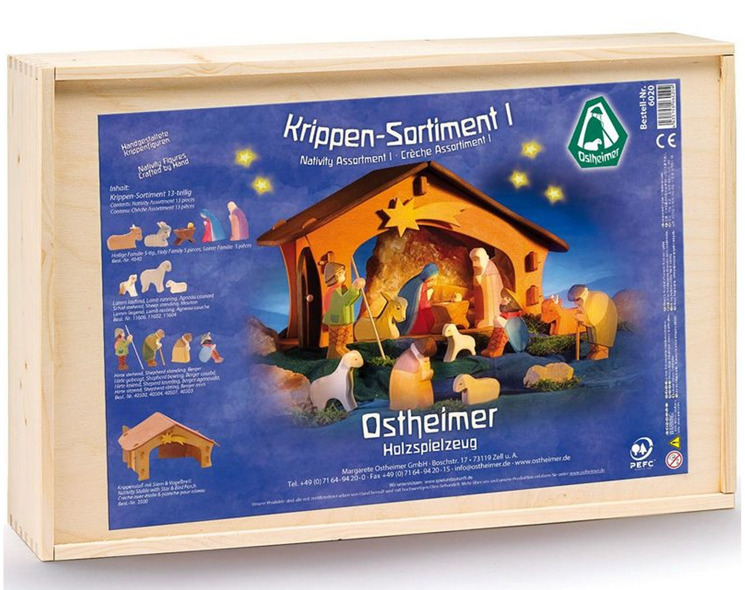 OSTHEIMER 60201 Krippen Sortiment II 13teilig mit Figuren und Krippe Weihnachten Weihnachtskrippe