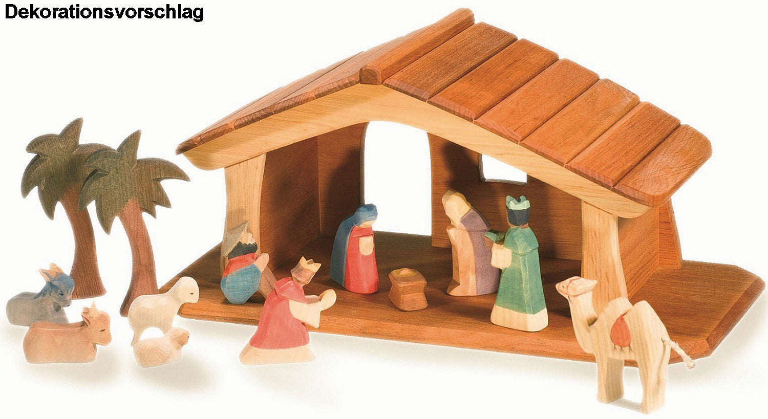 OSTHEIMER 65600 Stall Krippe MINI aus Holz 36 x 18 x 17,8cm Weihnachten Weihnachtskrippe