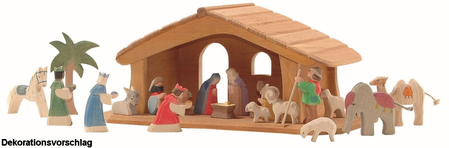 OSTHEIMER 65600 Stall Krippe MINI aus Holz 36 x 18 x 17,8cm Weihnachten Weihnachtskrippe