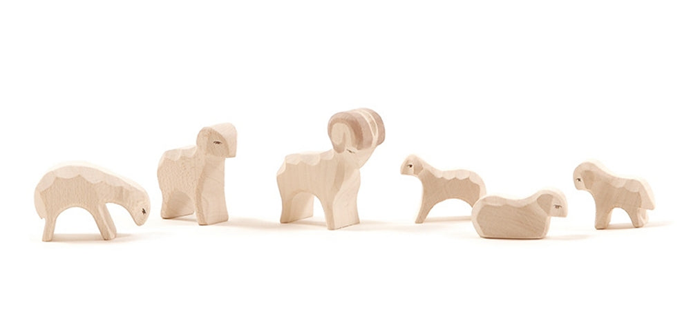 OSTHEIMER 66030 Schafgruppe Serie MINI 6 teilig mit Holzkiste Weihnachtskrippen Miniaturen