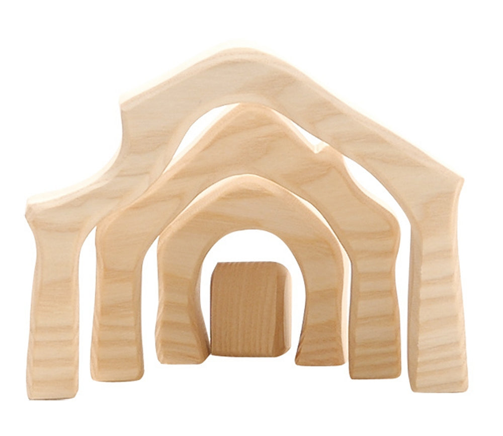 OSTHEIMER 66560 Krippenstall aus Holz Serie MINI 4 teilig mit Holzkiste Weihnachtskrippen Miniaturen
