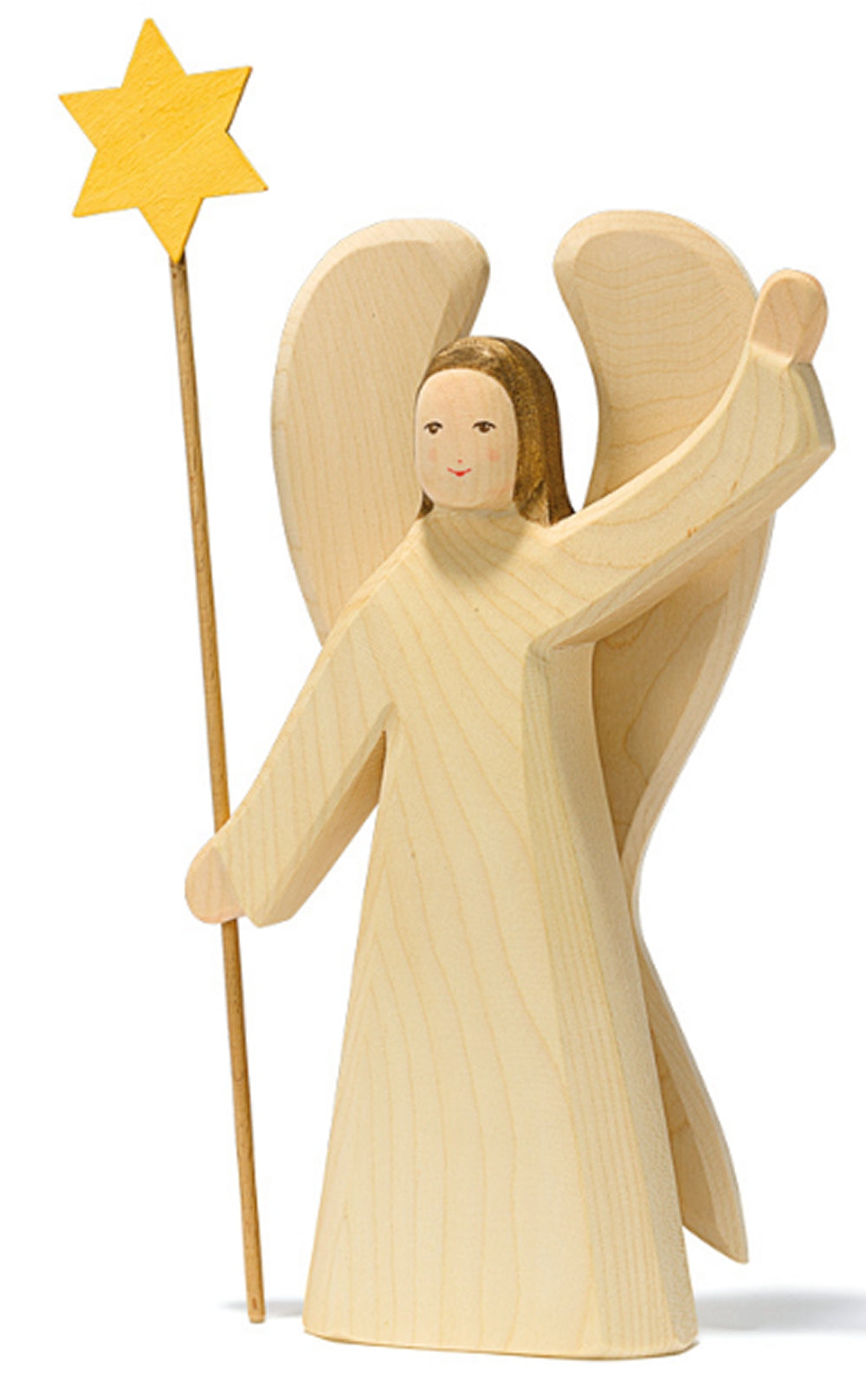 OSTHEIMER 4300 Engel mit Stern groß aus Holz Höhe 32cm inkl. Stern 39cm Jahresfeste Engel Weihnachtsengel