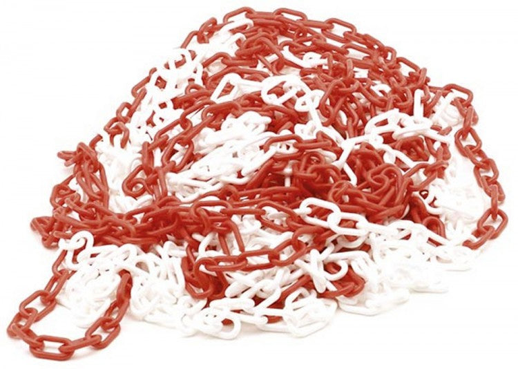 PEREL 1186-25 Absperrkette Kette rot weiß Länge 25m / 25 Meter - 6mm Glieder